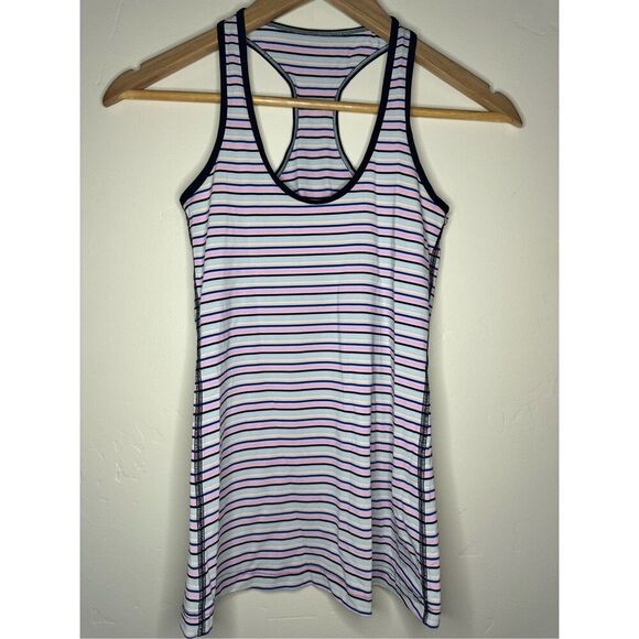 Lululemon Pink Yellow Blue and Black Stripe Tank Size 4 - Picture 1 of 3